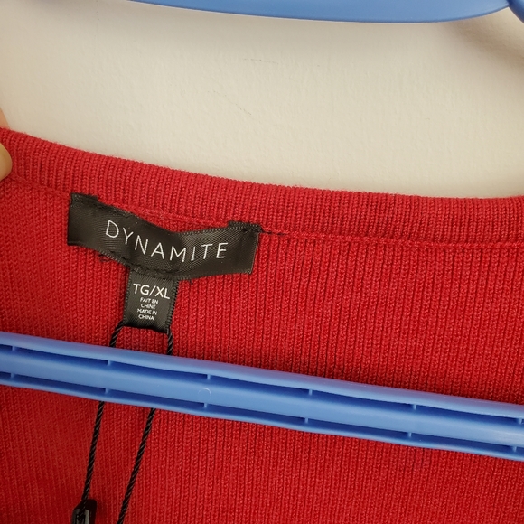 BNWT Dynamite Puff Sleeve V-Neck Luca Sweater in Red - Picture 9 of 15